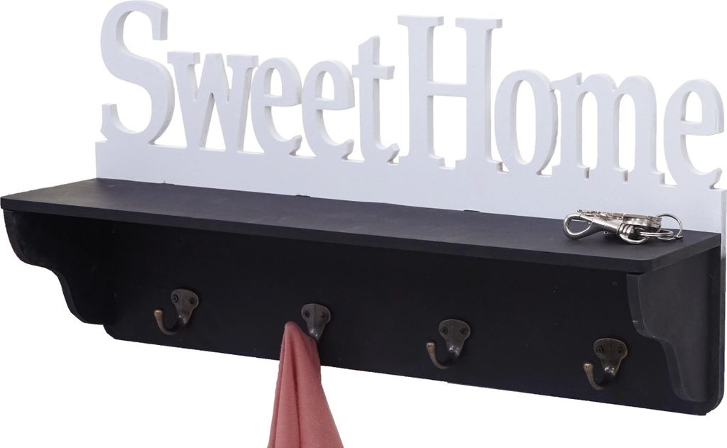 Wandgarderobe MCW-D41 Sweet Home, Garderobe Regal, 4 Haken Produktbild 