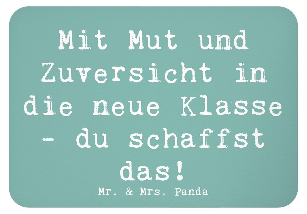 Mr. & Mrs. Panda magnet Spruch Erster Schultag Mut und Zuversicht - Meeresbrise - Geschenk, Motivation, neue Klasse, neuer Ranzen, Kühlschrankmagn...