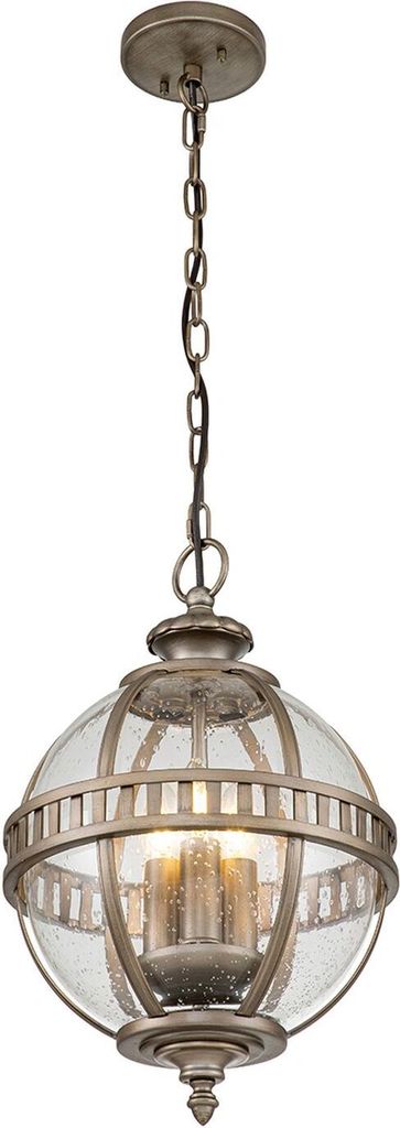 Außenleuchte Aluminium Glas E14 IP44 30,5 cm breit H: max. 236,2 cm in Bronze brüniert 3-flammig rund