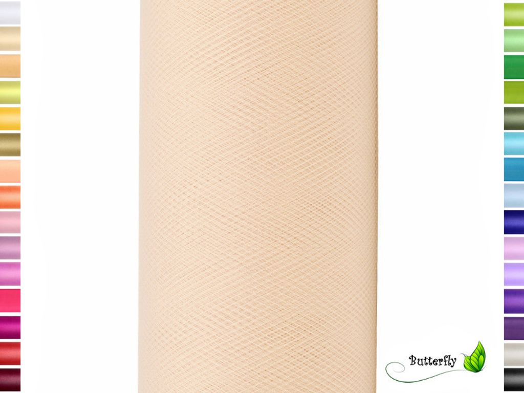 9m Rolle Tüll 15cm, Farbauswahl:champagner 815
