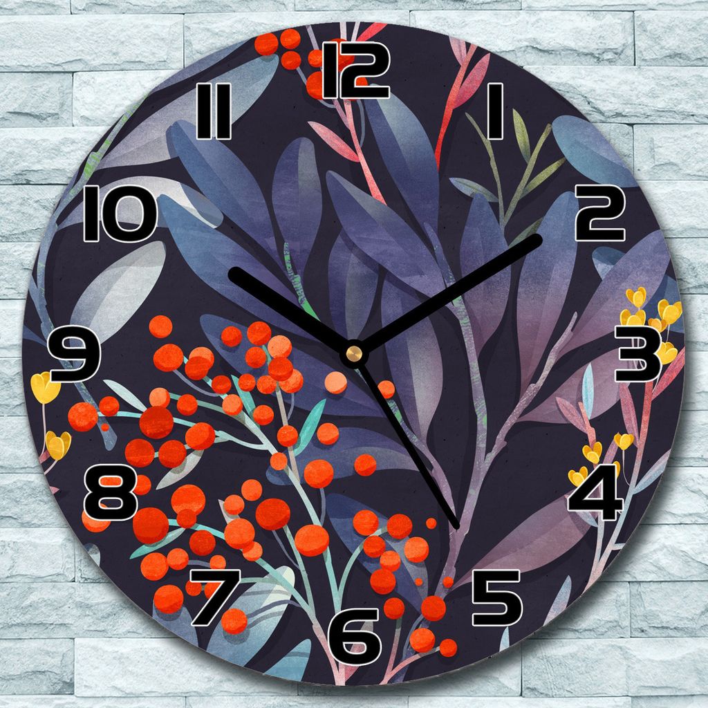 Wanduhr aus Glas Rund fi 30 Blau Tropisch Quarz Deko Wohnzimmer Büro