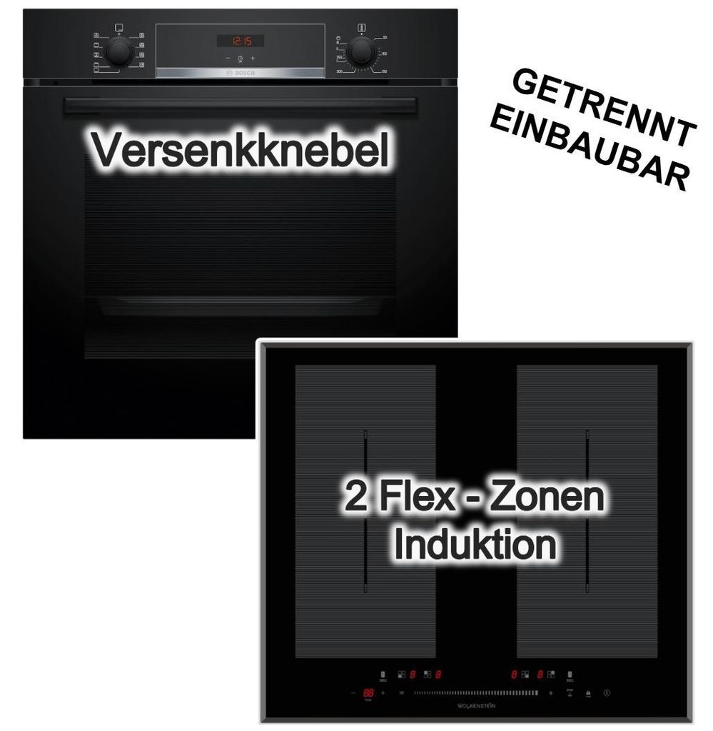 Herdset BOSCH Einbaubackofen 3D Heißluft Hydrolyse+ Produktbild 