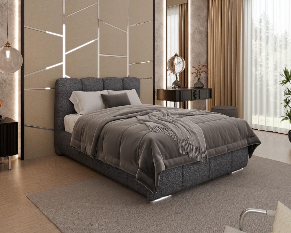 Polsterbett „ZAIRA“ – Modernes Design, verschiedene Farben & Größen – mit Federkernmatratze