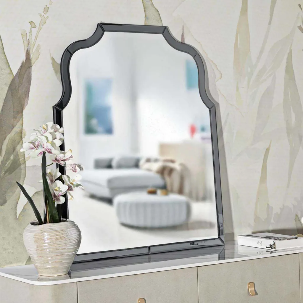 FURNLUX Ankara Miroir Mural Gris 85cm - Grand Miroir Déco Design Moderne
