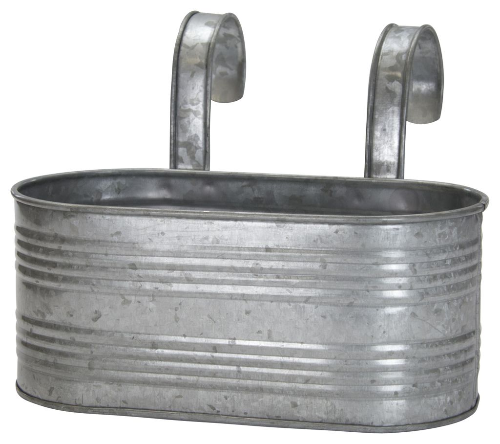 Balkonkasten mit Henkel silber verzinkt - 40 x 32 x 27 cm - Produktbild 