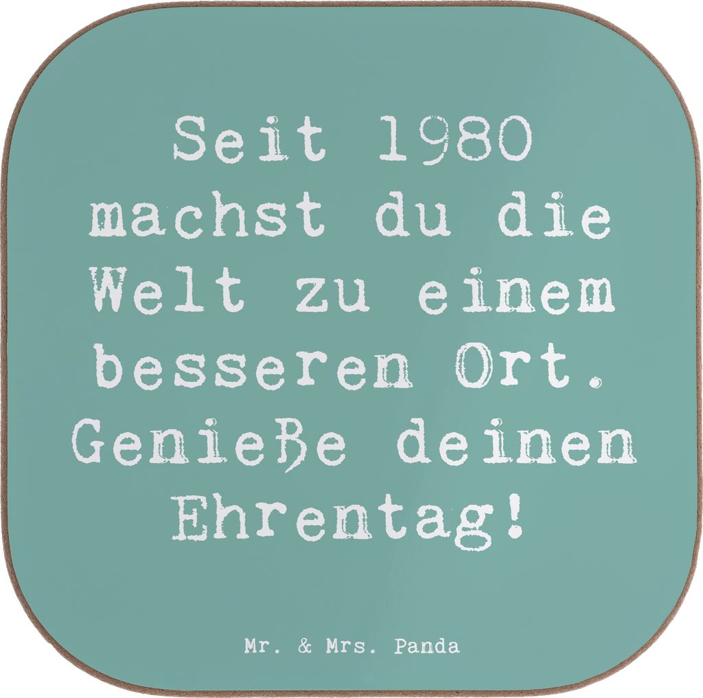 Mr. & Mrs. Panda Untersetzer für Gläser Spruch 1980 Geburtstag - Meeresbrise - Geschenk, liebevolle Geschenke, positive Einfluss, Jahr, Tischscho...