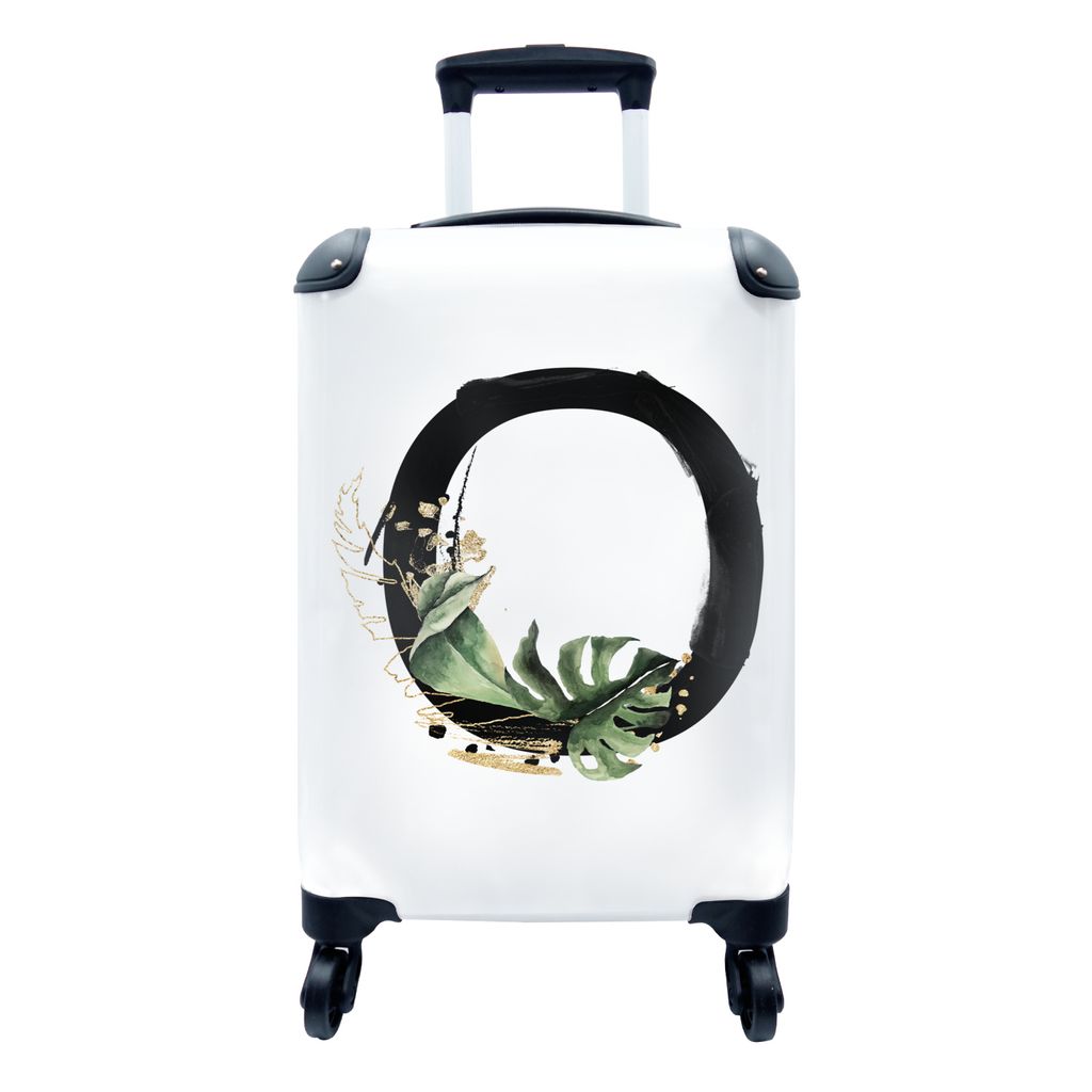 MuchoWow Koffer Handgepäck Trolley Rollkoffer Kleine Reisekoffer mit 4 Rollen - Dschungel - Alphabet - Buchstabe O - Cabin Size < 55x40x23 cm & ...