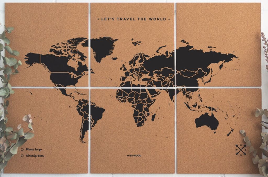 Miss Wood Weltkarte Puzzle Map XL - Black