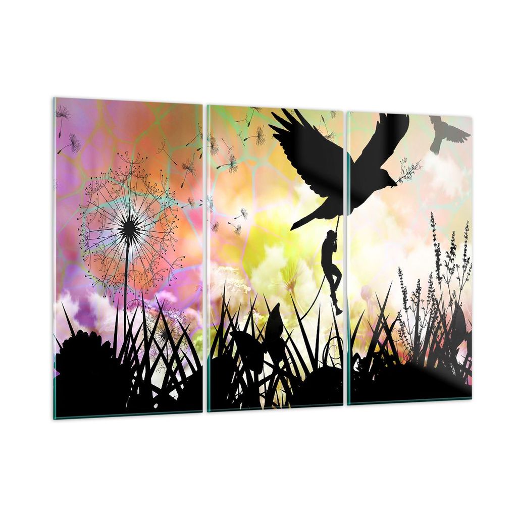 Bilder auf glas - künstlerisch Charakter Wolke Blume - 165x110cm - Glasbilder - Wandbilder - Kunstdruck - Wanddekoration aus Glas - Glas Bilder - ...