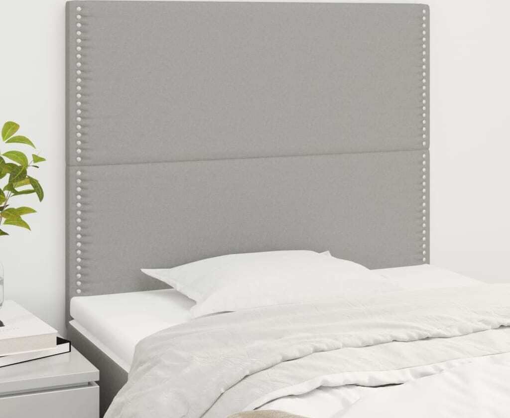 The Living Store Kopfteile 2 Stk. Hellgrau 90x5x78/88 cm Stoff