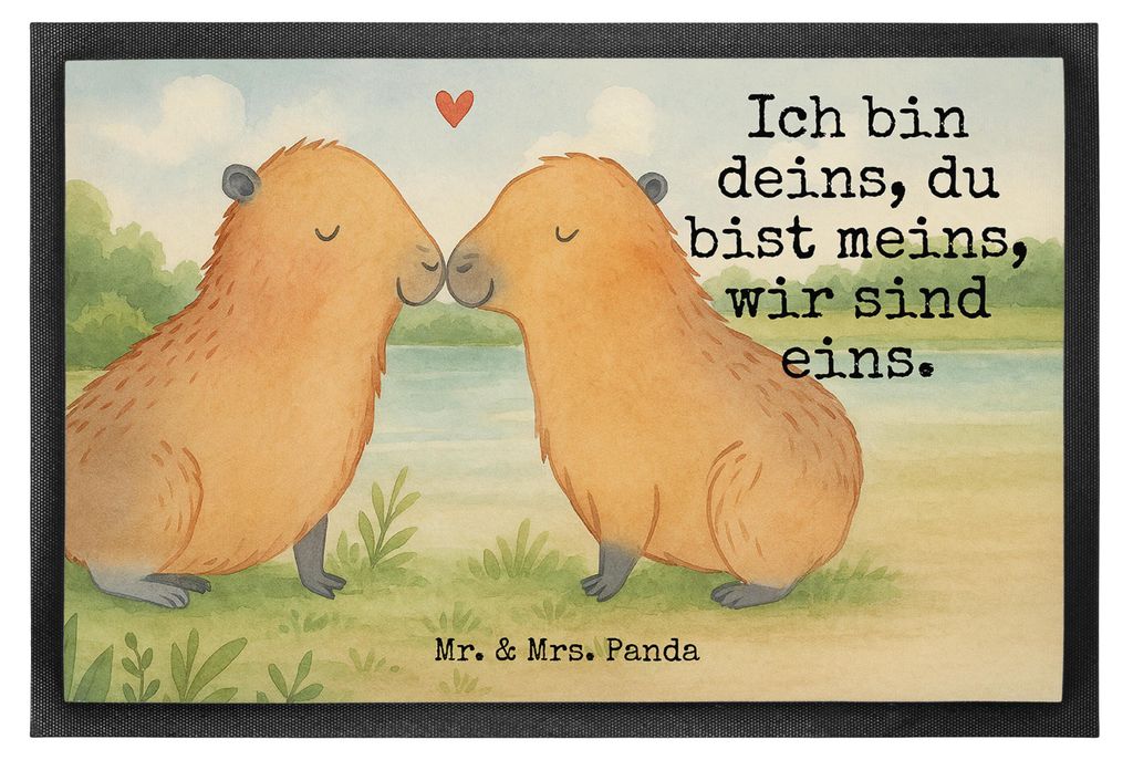 Mr. & Mrs. Panda Schuhabstreifer Capybara Liebe Design 60 x 90 cm - Weiß - Geschenk, Paar, Schmutzfangmatte, Lustige Sprüche, Valentinstag, fußm...