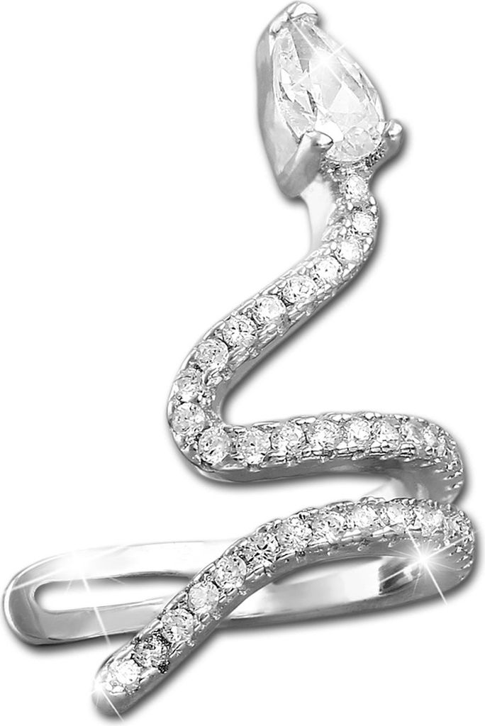 SilberDream weiß Ohrringe Schlange Zirkonia Damen 925 Silber Ohrklemmen GSO470L