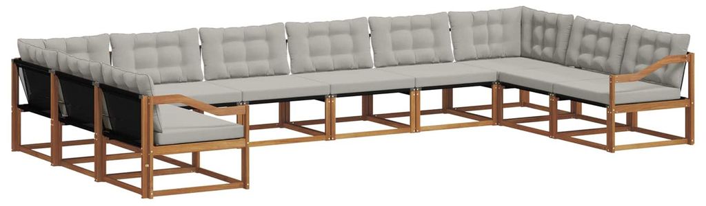 Outdoor-Sofagarnitur mit Kissen 10 pcs Natürlich und Hellgrau