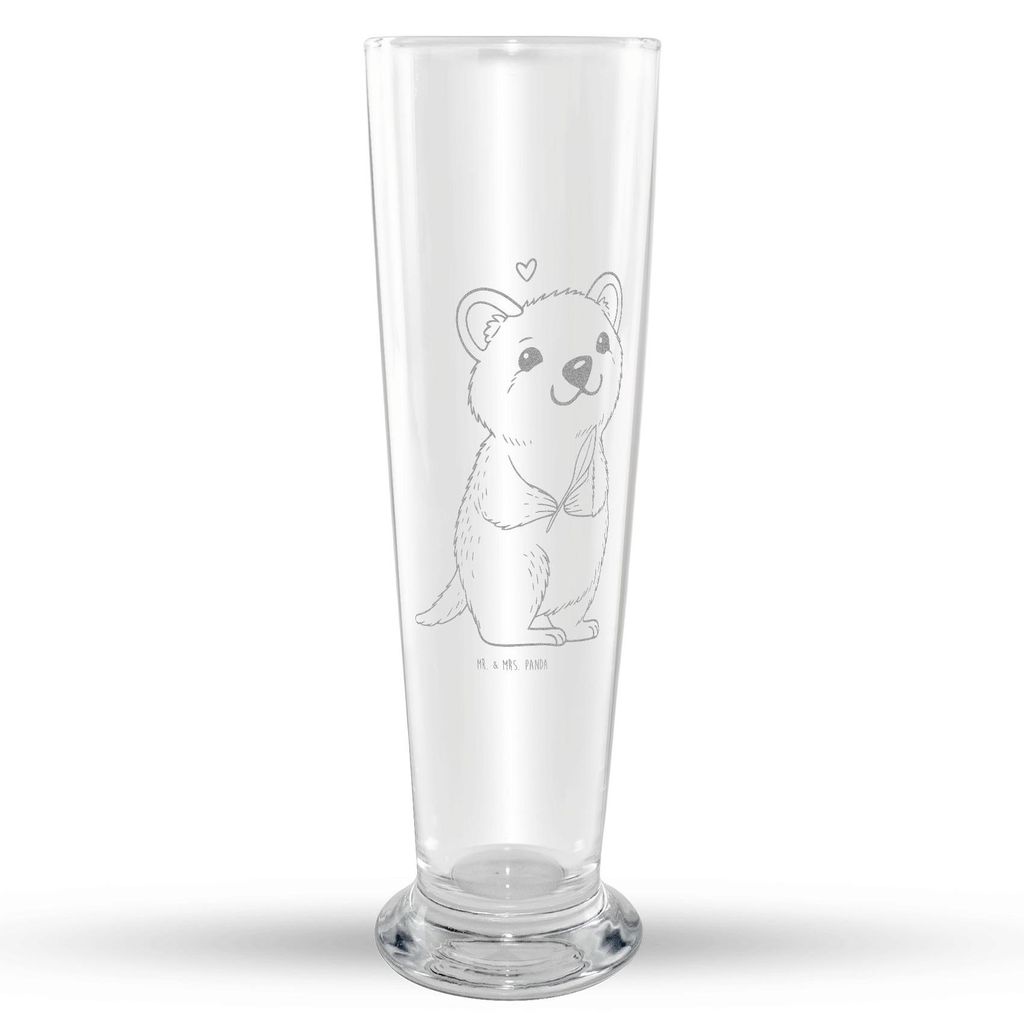 Mr. & Mrs. Panda Weißbierglas Quokka Happy - Transparent - Geschenk, Tiermotive, Verschieben, Bier Glas, Lustiger Spruch, Mr Mrs Weizenglas, Weize...