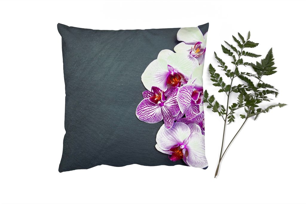 MuchoWow Zierkissen Sofakissen Wohnzimmer Dekokissen 40x40 cm Orchidee - Blumen - Rosa - Flora - Foto Kissen - Schlafzimmer Dekoration