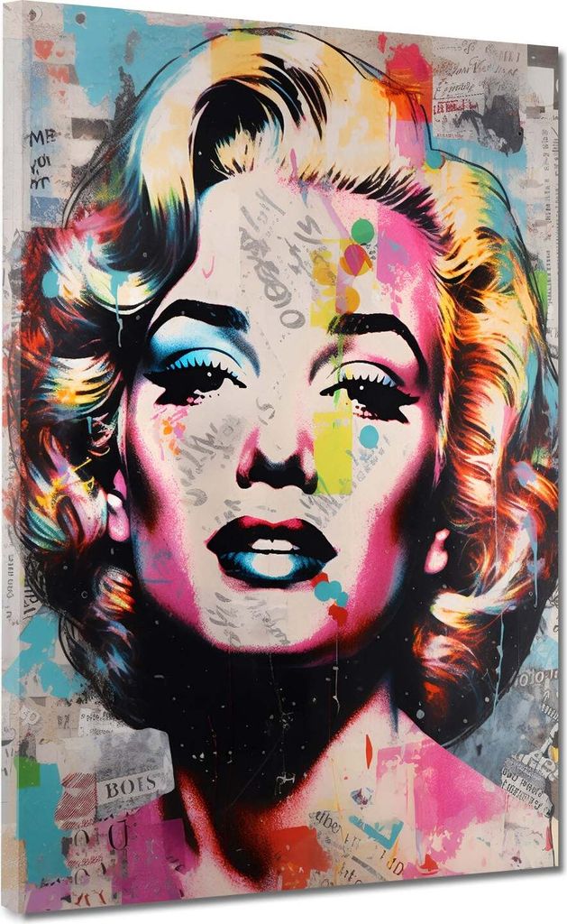 Marilyn Abstract Colour Leinwandbild Wandbild Pop Art Kunstdruck XL Wanddeko: 90x120x2cm
