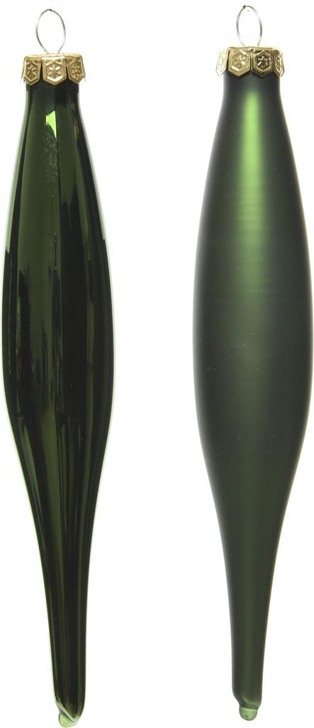 Christbaumschmuck Eiszapfen 15cm Glas 6er Set - Piniengrün Produktbild 