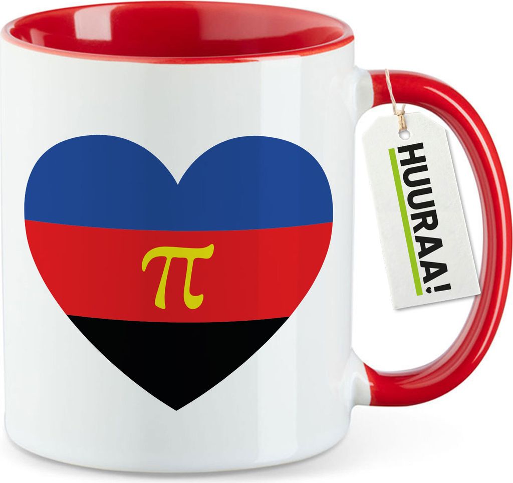 Huuraa Kaffeetasse Pi-Polyamorie Pride Flagge LGBTQ Herz 330ml Rot Keramik Kaffeebecher Geschenkidee