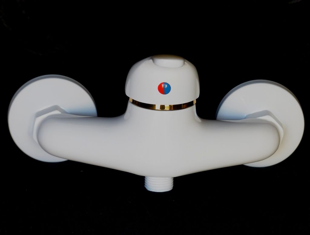 Einhebel Dusche Bad Armatur weiß/gold