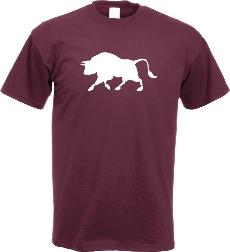 Kiwistar - T-Shirt - Burgund - Stier Motiv 2 - Bulle - Hausrind Herren Funshirt Bedruckt Design Sprüche Spruch Motive - mit Motiv Bedruckt - Funsh...
