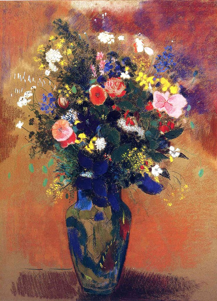 Legendarte - Kunstdruck auf Leinwand - Bouquet of Flowers Odilon Redon - Wanddeko, Canvas cm. 50x70