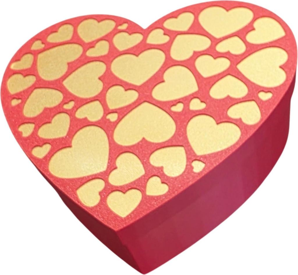 Geschenkbox Herz mit Deckel ca. 20cm groß Rot Rot Gold