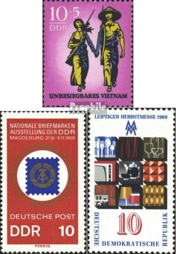 Briefmarken DDR 1969 Mi 1476,1477,1494 (kompl.Ausgaben) postfrisch Unbesiegbares Vietnam (III)