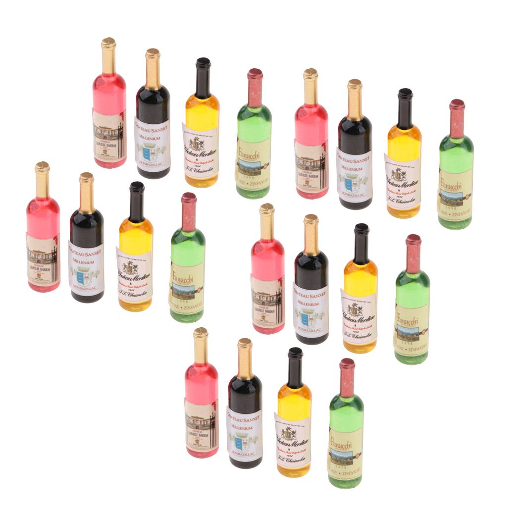 10 Stück Miniatur Weinflaschen Aus Harz - Puppenhaus Zubehör Für Wichtel & DIY Projekte