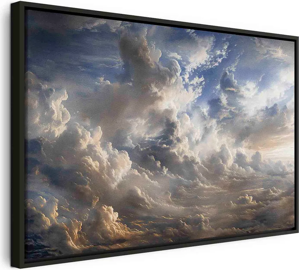 Quadro su tela italiano - Riflessi dorati sulle nuvole che preannunciano il crepuscolo 60x40 cm Modello b-H-10056-b-a
