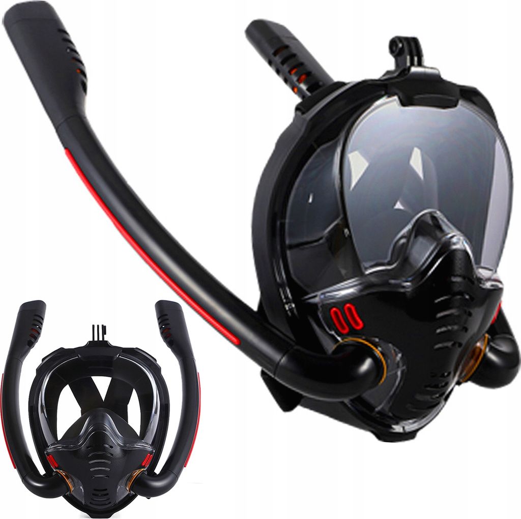 MASKA DO SNORKELINGU Z DWOMA FAJKAMI SM-14 L/XL czarna Zdjęcie produktu 