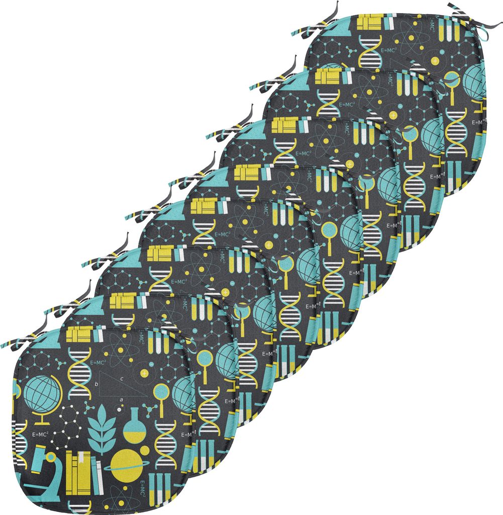 ABAKUHAUS Bildung Polster für Esszimmerstühle, Wissenschaft Klasse Pattern, Dekoratives wasserfestes Kissen mit Riemen für Küchensitze, 40 cm x...