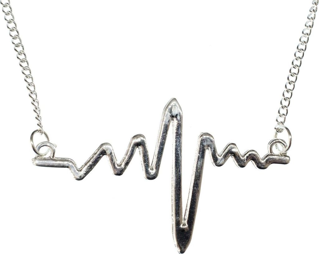 EKG Herzschlag Kurve Linien Kette Halskette Miniblings 45cm Lebenslinie Medizin
