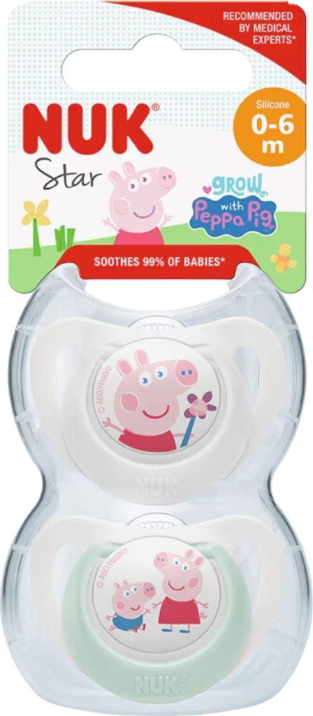 NUK Star Peppa Pig Schnuller aus Silikon 0-6M x2 Produktbild 