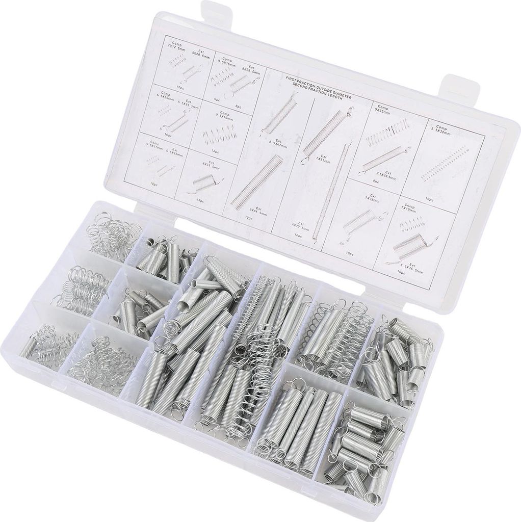 200PCS Verlängerungsfeder Sortiment Kit verzinktes Metall sortierte Größe kleine Federn für Shop und Haus Reparaturen
