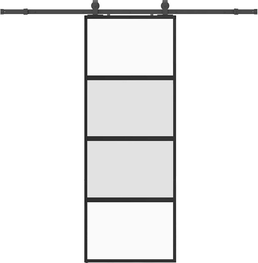vidaXL Schiebetür mit Beschlag Schwarz 76x205 cm Hartglas