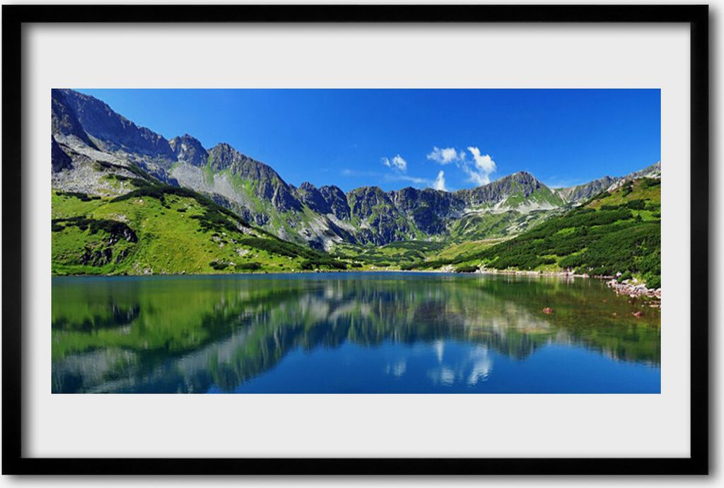 Bild 60x40 MDF-Rahmen Wandkunst Mountain Lake Landschaft