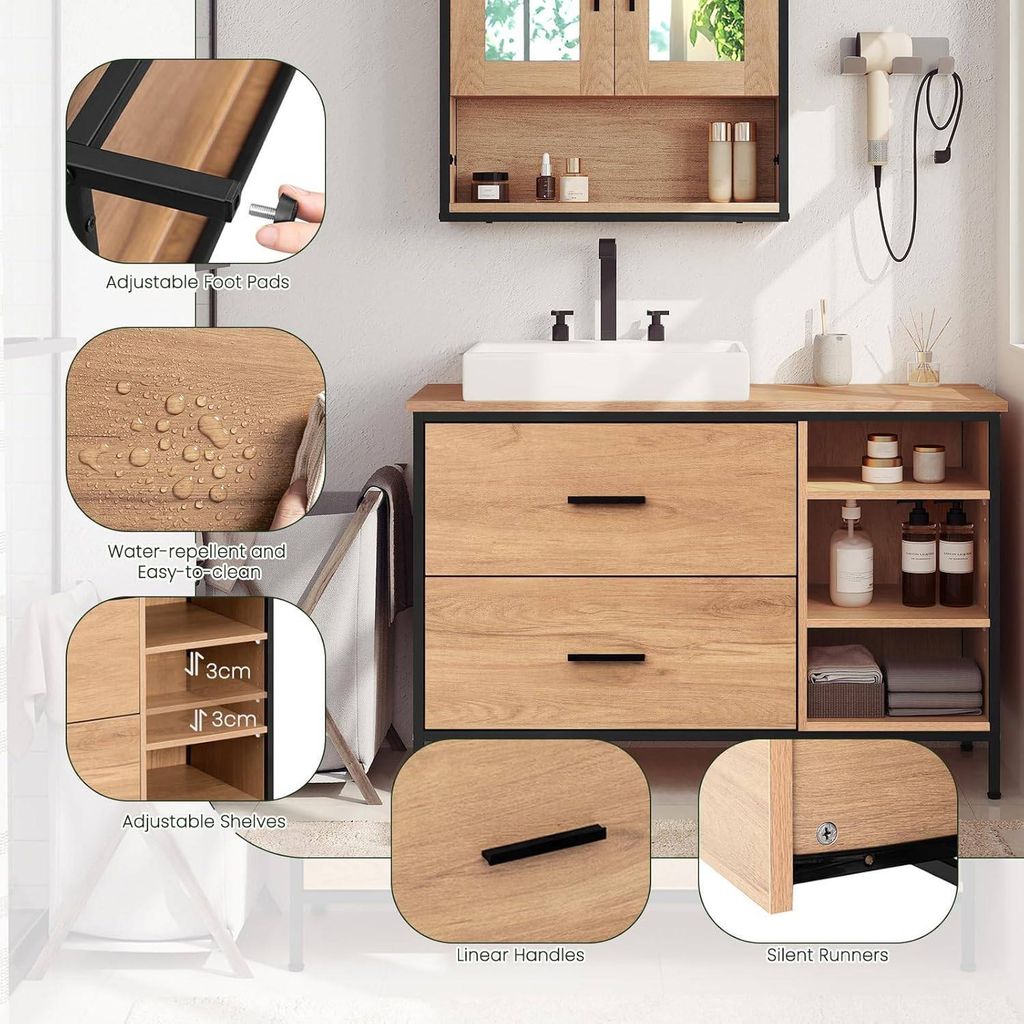 EUGAD Waschbeckenunterschrank, Badezimmerschrank mit 2 Produktbild 5