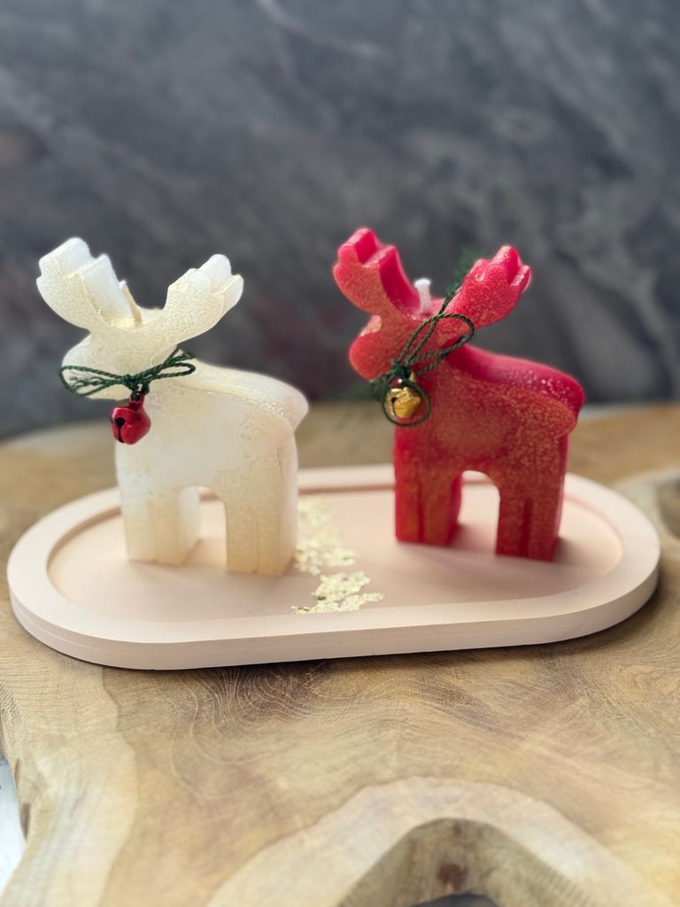Evila Originals, Christmas Candle Set9, Kerzenset (3-teilig), Rot, 100 % BETON, 8 x 7 x 2 cm