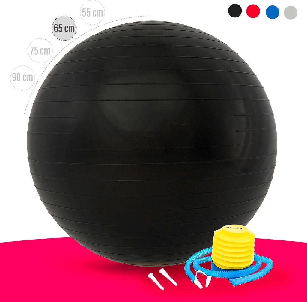 Gymnastik-Ball, besonders strapazierfähig und belastbar, Reißfest, inklusive Fußpumpe