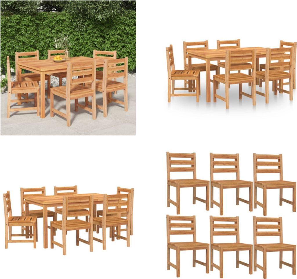 vidaXL 7 tlg. Garten Essgruppe Massivholz Teak - Garten-Essgruppe - Garten-Essgruppen - Gartenmöbel - Terrassenmöbel
