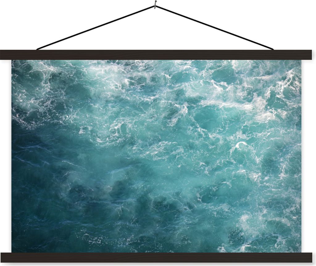 MuchoWow Textilposter Meer - Wasser - Türkis 90x60 cm mit schwarzem Rahmen - Aufhängungssatz