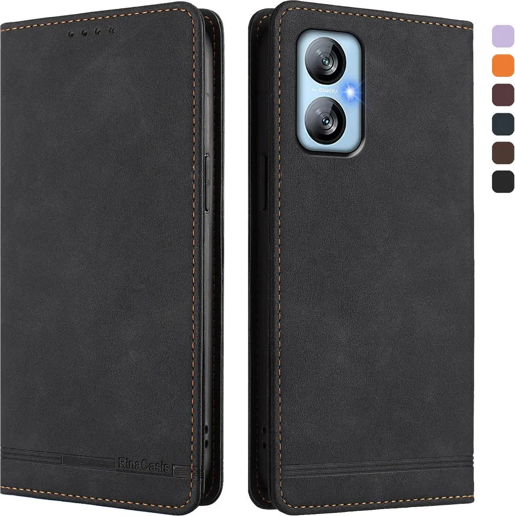 Cover Antiurto Blackview A52 Pro - Custodia Flip Rinforzata Nera