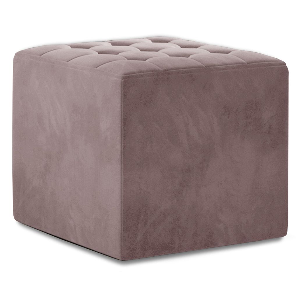 Hocker Neville rosa aus Matt Samt, würfelförmig, 40x40x41 Produktbild 