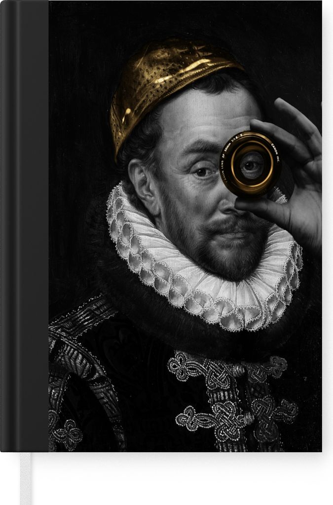 MuchoWow Notizbuch Tagebuch Haushaltsbuch Notebook A5 Wilhelm von Oranien - Adriaen Thomasz - Gold - Linse - Notizblock - Notizheft - Notebook - ...