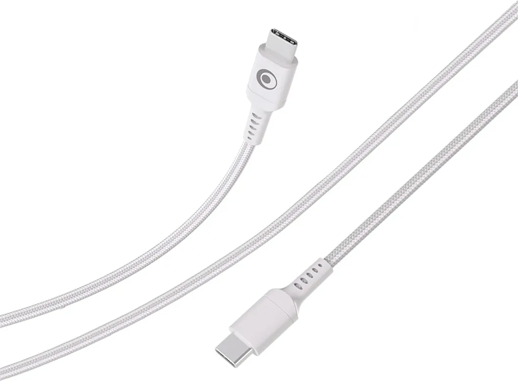 Câble USB-C PD100W Blanc 2m Tressé 5A conçu en Plastique Recyclé