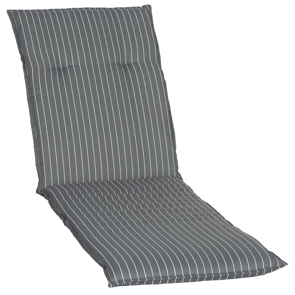 Auflage für Gartenliegen Barcelona 193x60 cm Grau Weiße Streifen – Liegenauflage mit Komfortschaumkern und Bezug – Sitzpolster für Gartenlie...