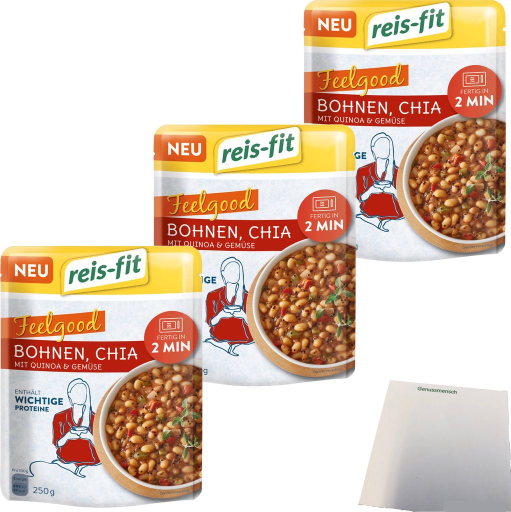 Reis-Fit Feelgood Chia Bohnen Quinoa und Gemüse 3er Pack Produktbild 