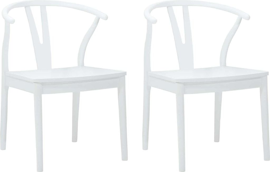 vidaXL Esszimmerstuhl 2 pcs Weiß und Weiß Massives Gummiholz