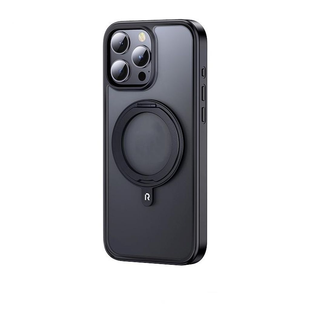 Handyhülle für iPhone 16 Pro Max, vollständig umhüllend, kapazitive Tasten, magnetisch, 360° drehbarer Halter, anti-Fingerabdruck,Titanschwarz