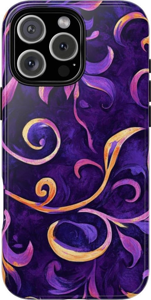 Prächtiges Lila-Gold-Ornament – Hülle Kompatibel mit iPhone 16 Pro Max